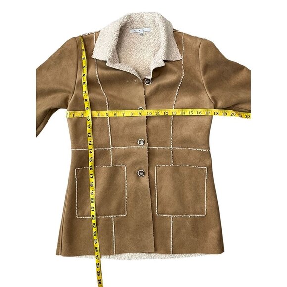 ✨ Winter-Ready Chic — Cabi Faux Suede Shearling Jacket Camel Tan XS Style 932 ✨ - Picture 13 of 13